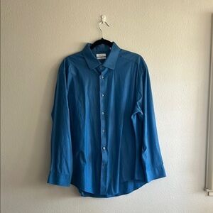 Calvin Klein Slim Fit 4-Way Stretch Blue Dress Shirt